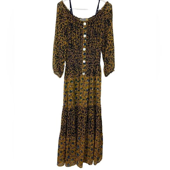 Figueroa floral leopard maxi peasant dress #53 - Picture 2 of 8